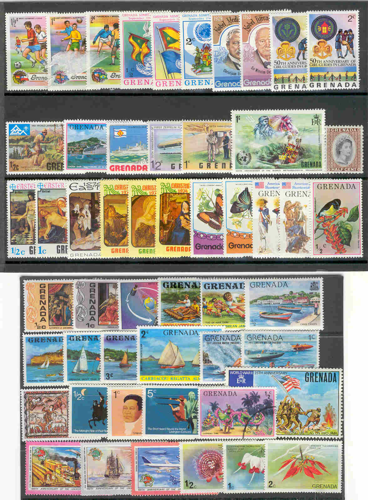 10050 - Grenada - lotto di 73 francobolli differenti - non visibile per intero