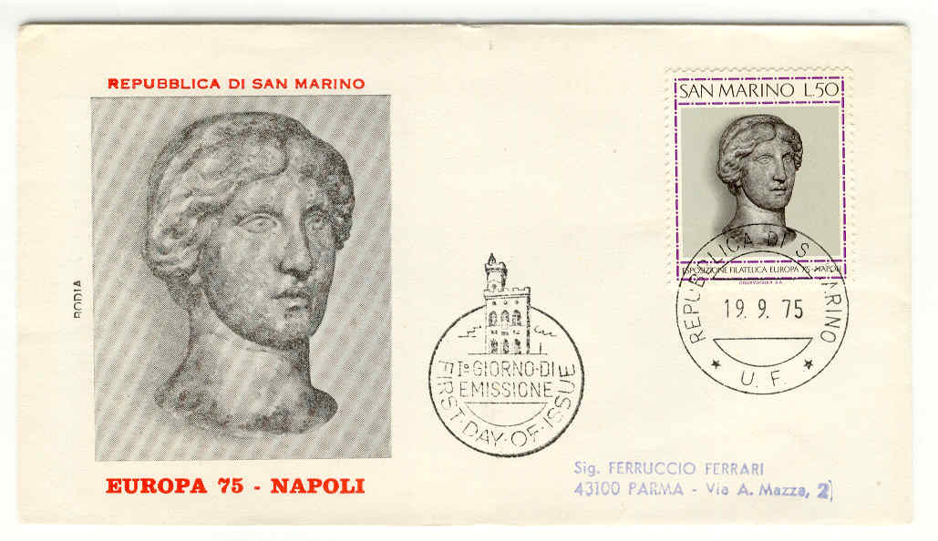 10244 - San Marino - busta fdc con serie completa: XV Mostra del francobollo Europa a Napoli ed. Rodia