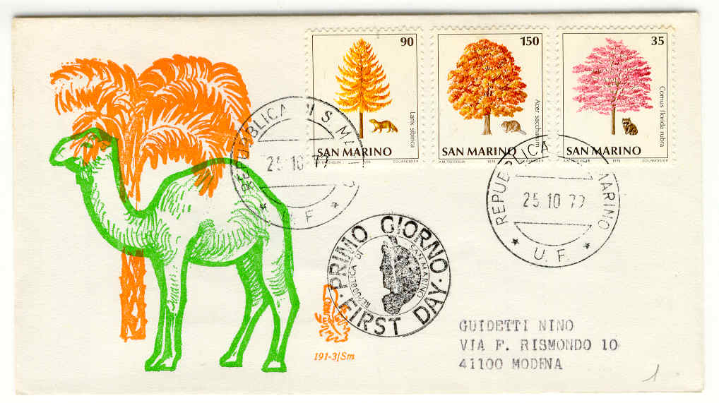 10368 - San Marino - busta fdc con serie: Natura da salvare. Alberi e animali