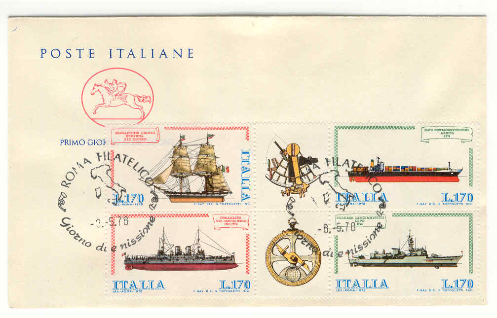 10701 - Italia - busta fdc con serie completa: Costruzioni navali italiane. II serie in blocco