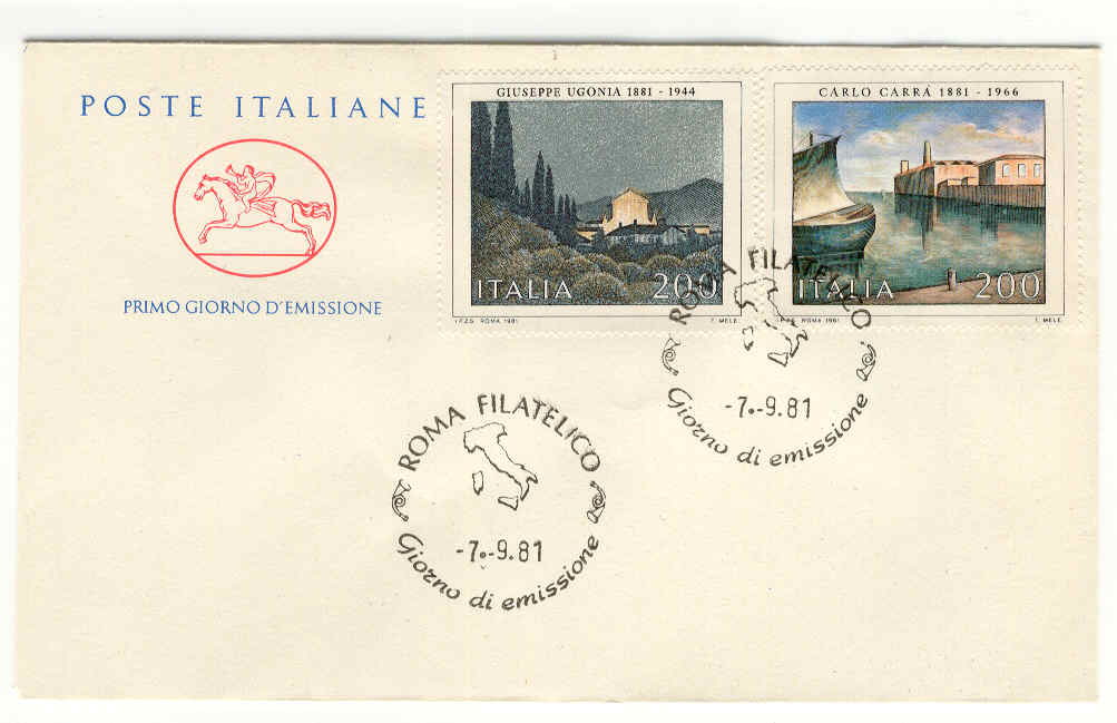 10838 - Italia - busta fdc con serie completa: Arte italiana. VIII serie
