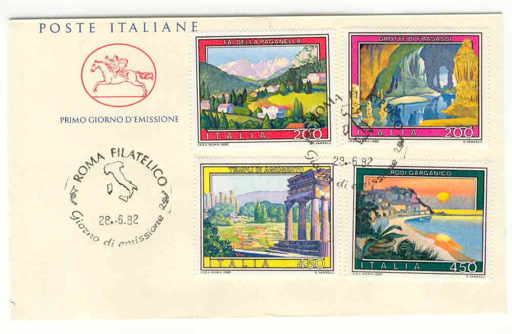 31760 - Italia - busta fdc con serie completa: Serie turistica. IX serie