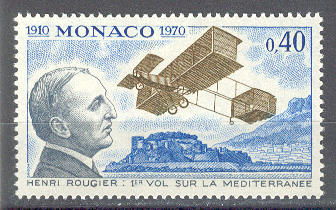 12582 - Monaco - serie completa nuova: 60 anniversario del primo volo sul Mediterraneo di H. Rougier