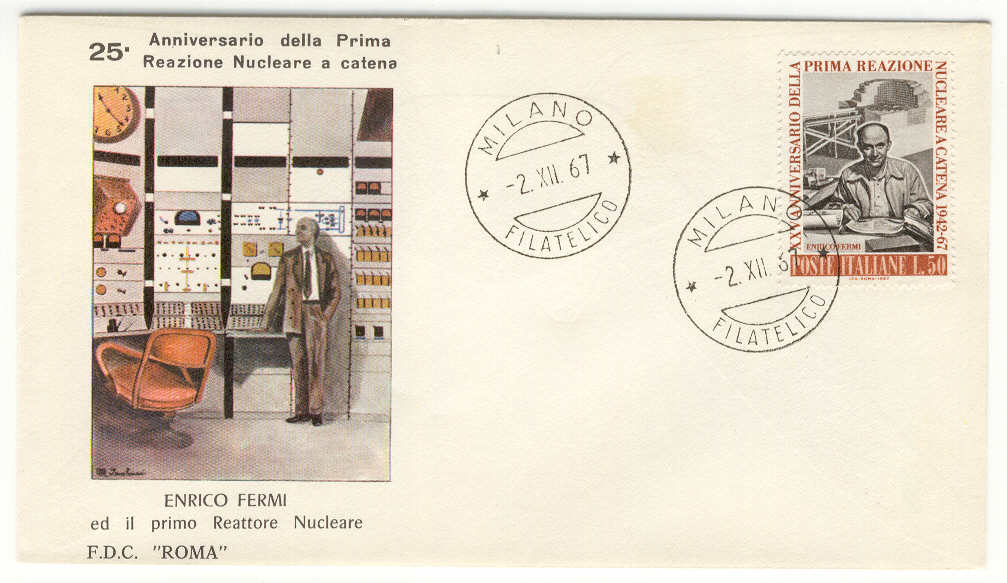 29064 - Italia - busta fdc con serie completa: 25 anniversario della prima reazione nucleare a catena