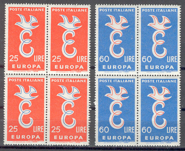 13134 - Italia - serie completa nuova in quartina: Europa CEPT 1958