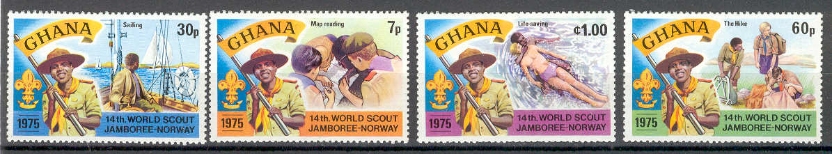 13204 - Ghana - serie completa nuova: 14 Jamboree internazionale in Norvegia 1975