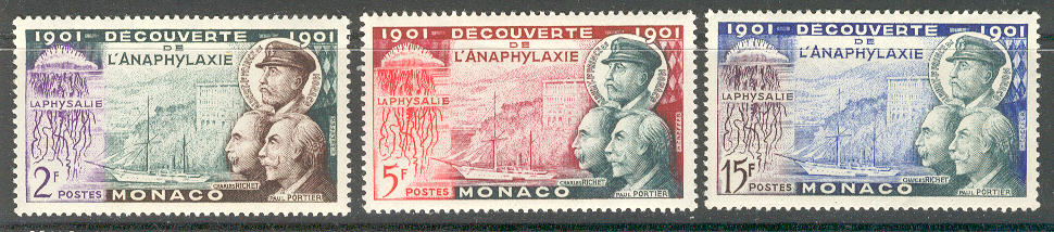 13278 - Monaco - serie completa nuova: Cinquantenario della scoperta dell anafilassi