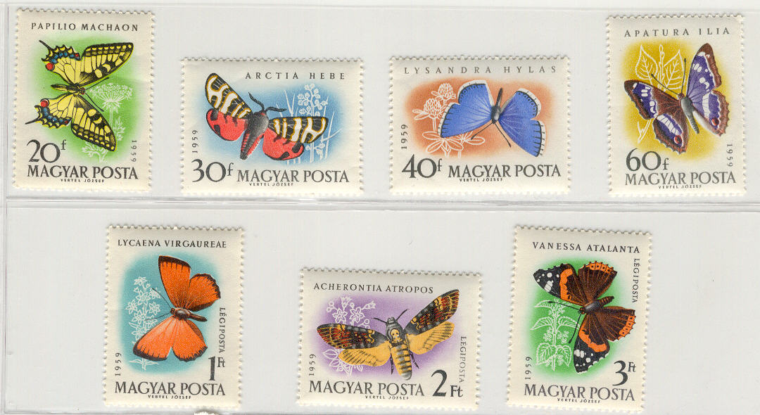 13547 - Ungheria - serie completa nuova + posta aerea: Farfalle 1959