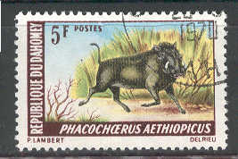 14216 - Dahomey 5 f - facocero - usato