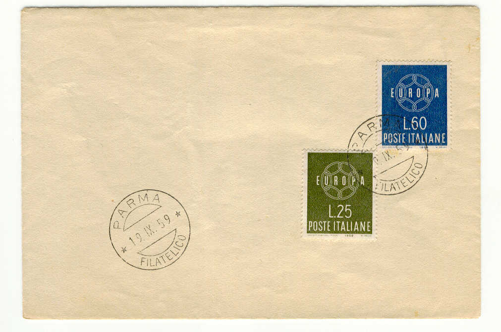 14392 - Italia - busta fdc con serie completa: Europa CEPT 1959