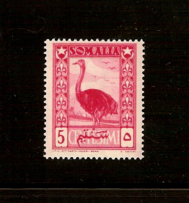 14993 - SOMALIA A.F.I.S.-1950 SERIE PITTORICA-VALORE NUOVO S.T.L. DA 5 C. ROSA-BUONE CONDIZIONI.