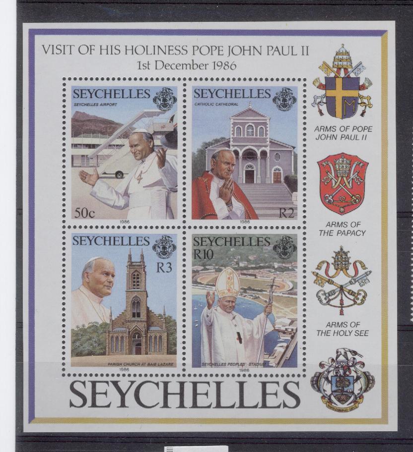 25987 - Seychelles - foglietto nuovo:  Visita di S. S. Giovanni Paolo II