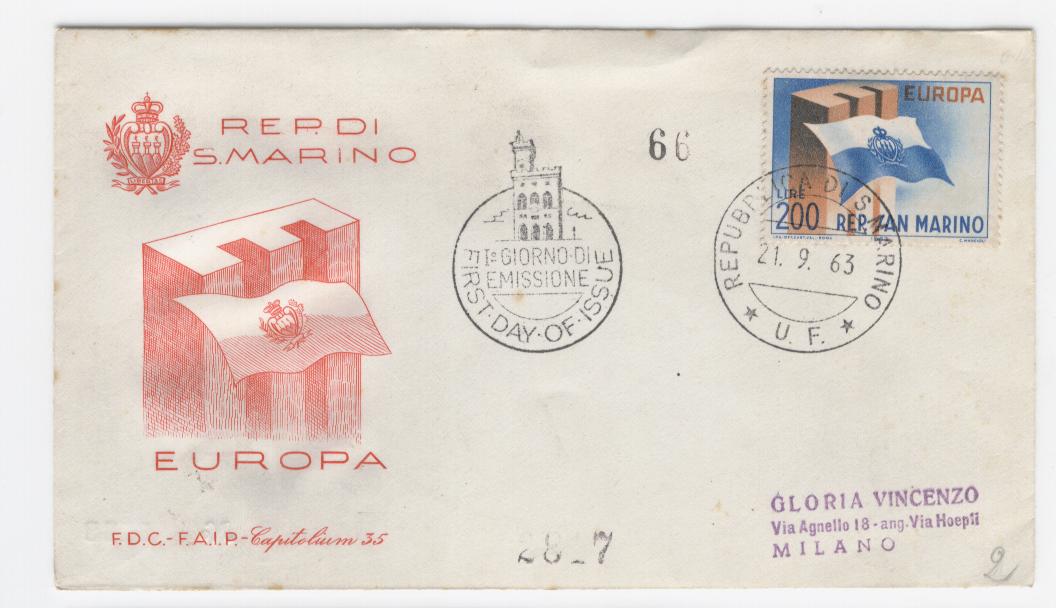 16326 - San Marino - busta fdc con serie completa: Europa CEPT 1963