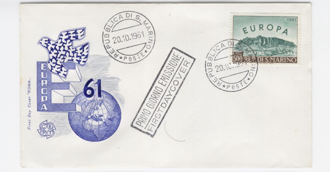 16344 - San Marino - busta fdc con serie completa: Europa CEPT 1961