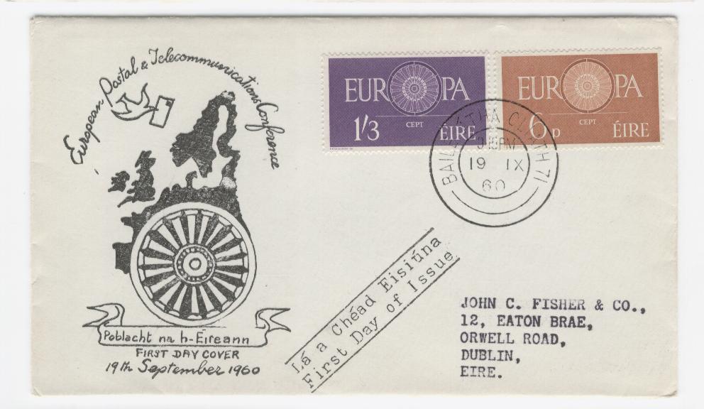 16345 - Eire - busta fdc con serie completa: Europa CEPT 1960