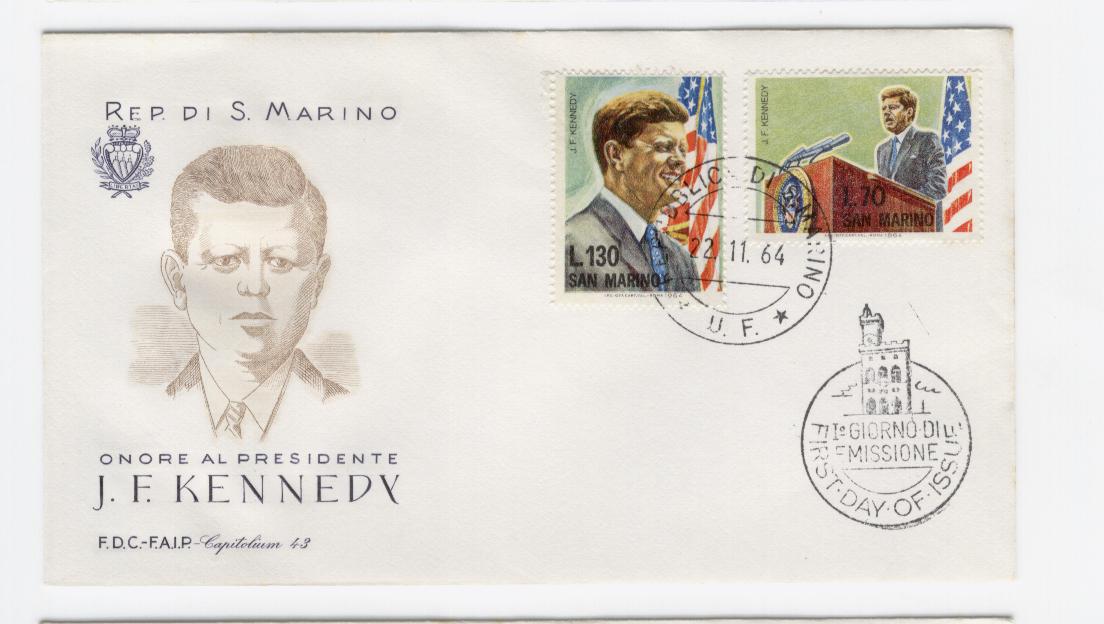 16389 - San Marino - busta fdc con serie completa: In memoria di J.F. Kennedy