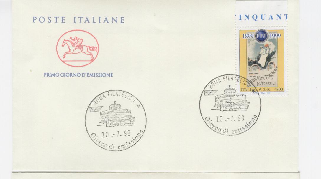 16635 -  Italia - busta fdc con serie completa: Centenario della FIAT