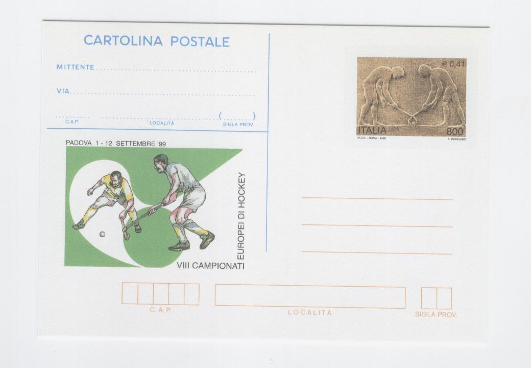 16996 - Italia - cartolina postale nuova: campionati Europei a Padova di Hockey