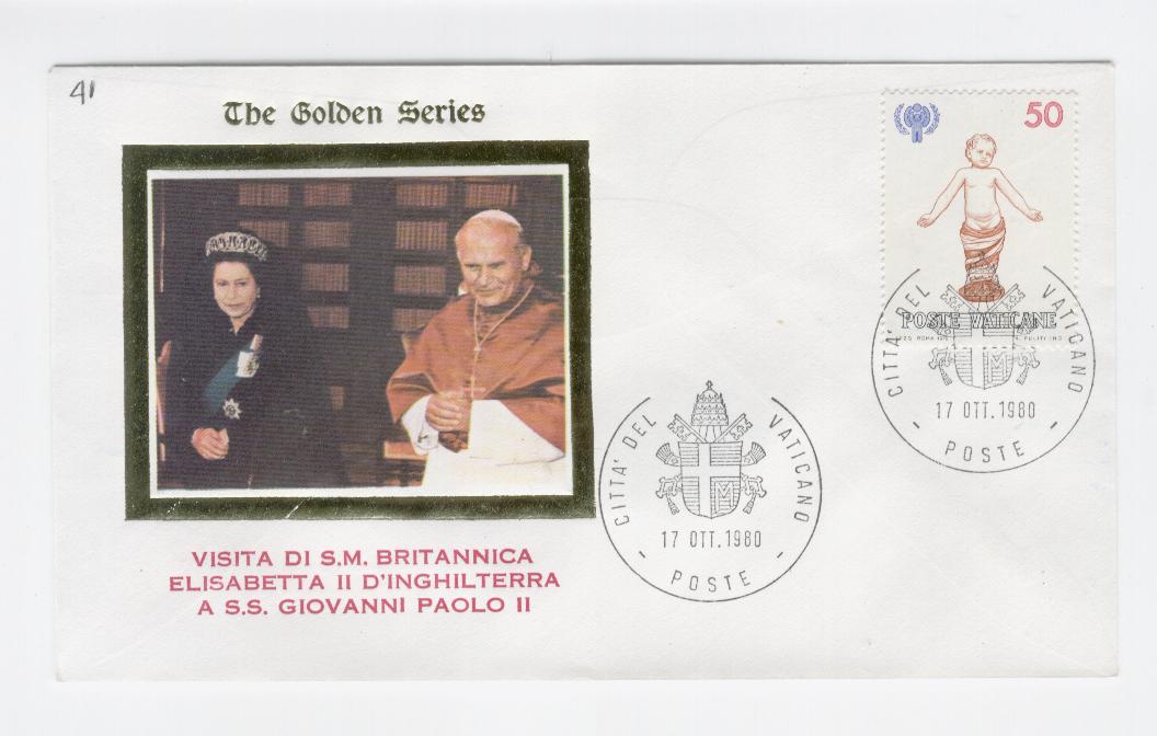 39093 - Vaticano - busta commemorativa della visita della Regina Elisabetta II a S.S. Giovanni Paolo II