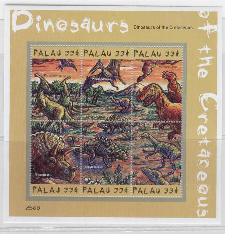17812 - Palau - serie completa nuova in blocco - Dinosauri del Cretaceo