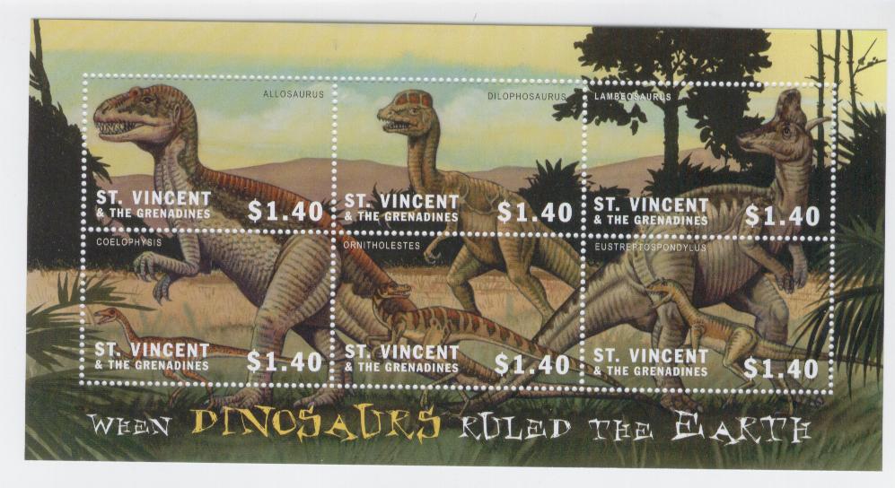 17851 - St. Vincent  - serie completa nuova in blocco: quando i dinosauri dominavano la Terra - lotto 3