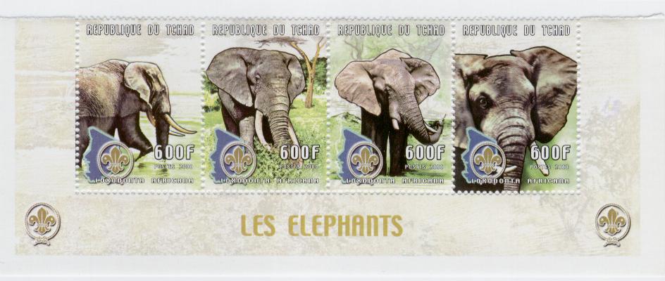 18029 - Ciad - serie completa nuova in blocco: Scout - Elefanti
