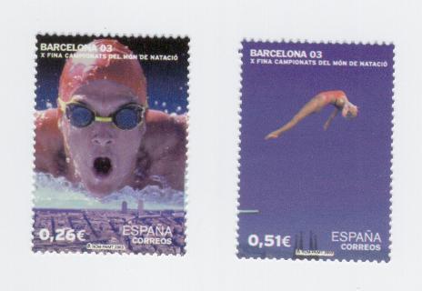 18052 - Spagna - serie completa nuova: Campionato del mondo di nuoto