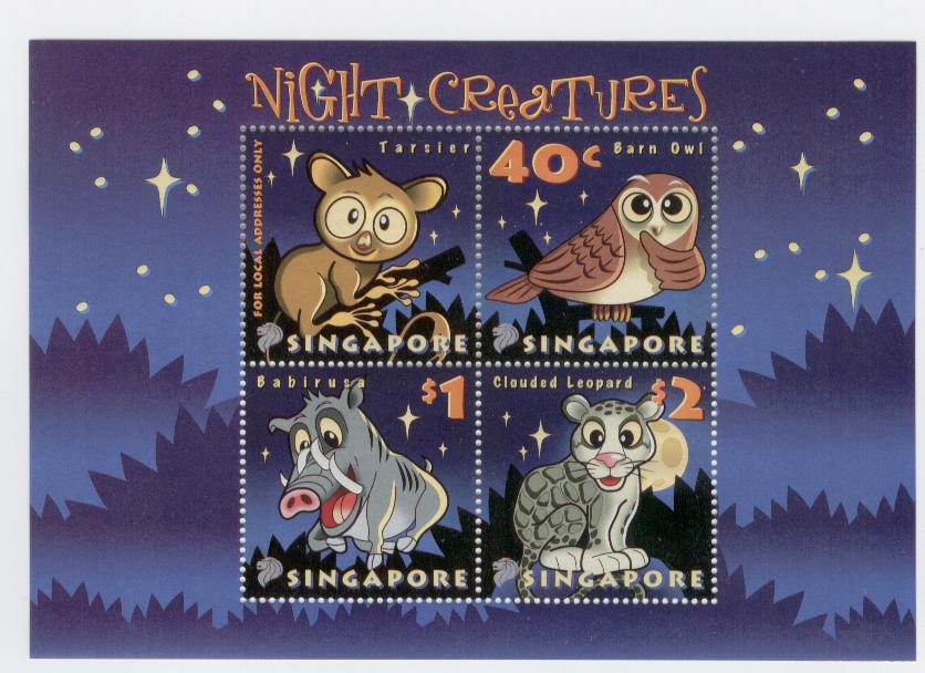 18119 - Singapore - serie completa in foglietto: Animali notturni