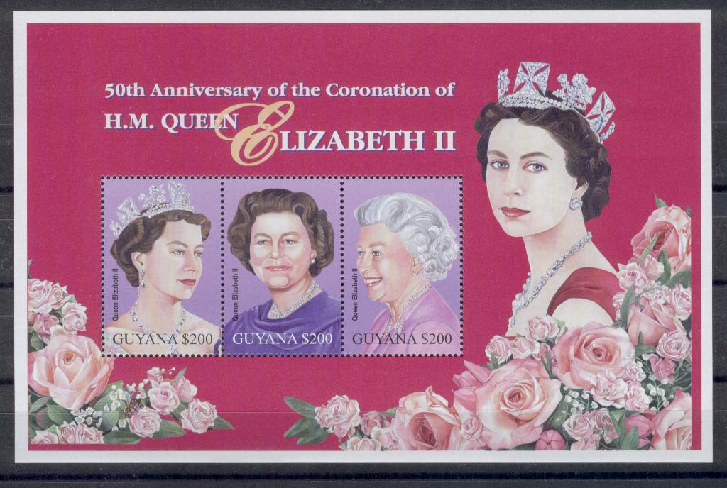18185 - Guyana  - serie completa nuova: 50 anniversario dell incoronazione della Regina Elisabetta II