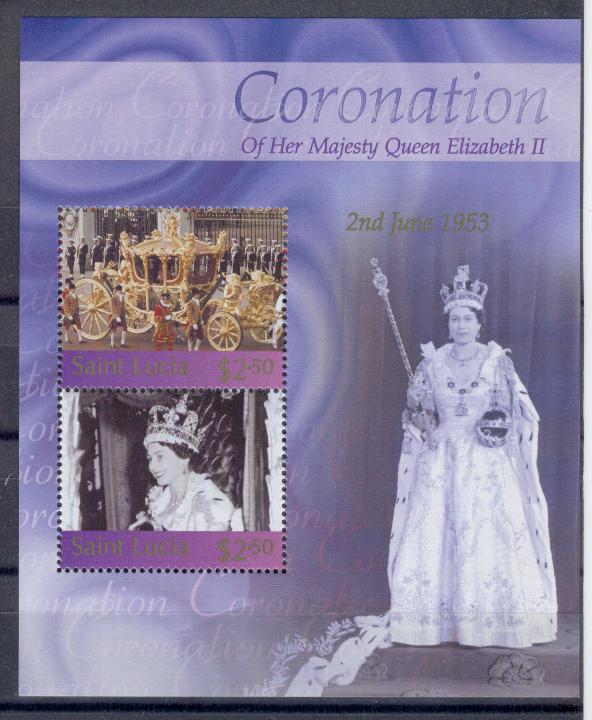 18427 - St. Lucia - foglietto nuovo: 50 anniversario dell incoronazione della Regina Elisabetta