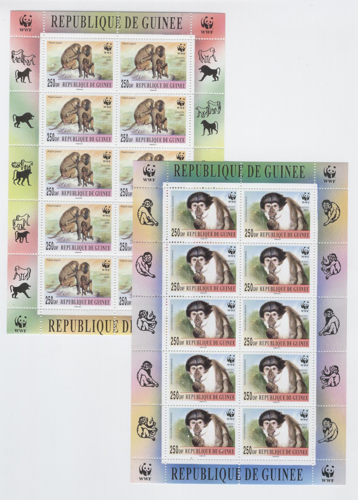 18428 - Guinea - 4 minifogli nuovi: scimmie protette dal WWF - non visibile per intero
