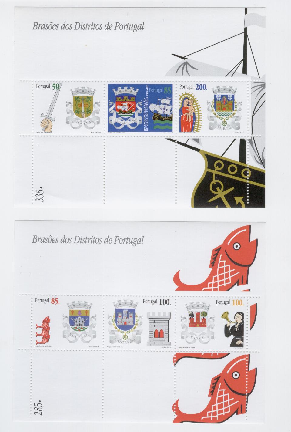 18447 - Portogallo - foglietti nuovi: Stemmi dei distretti del paese