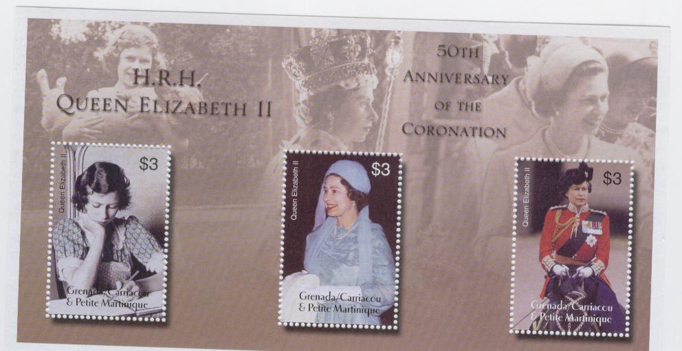18472 - Grenadine - serie completa nuova in foglietto: 50 anniversario dell incoronazione della Regina