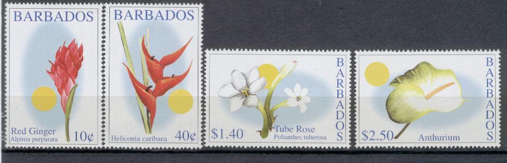 19302 - Barbados - serie completa nuova: fiori tropicali