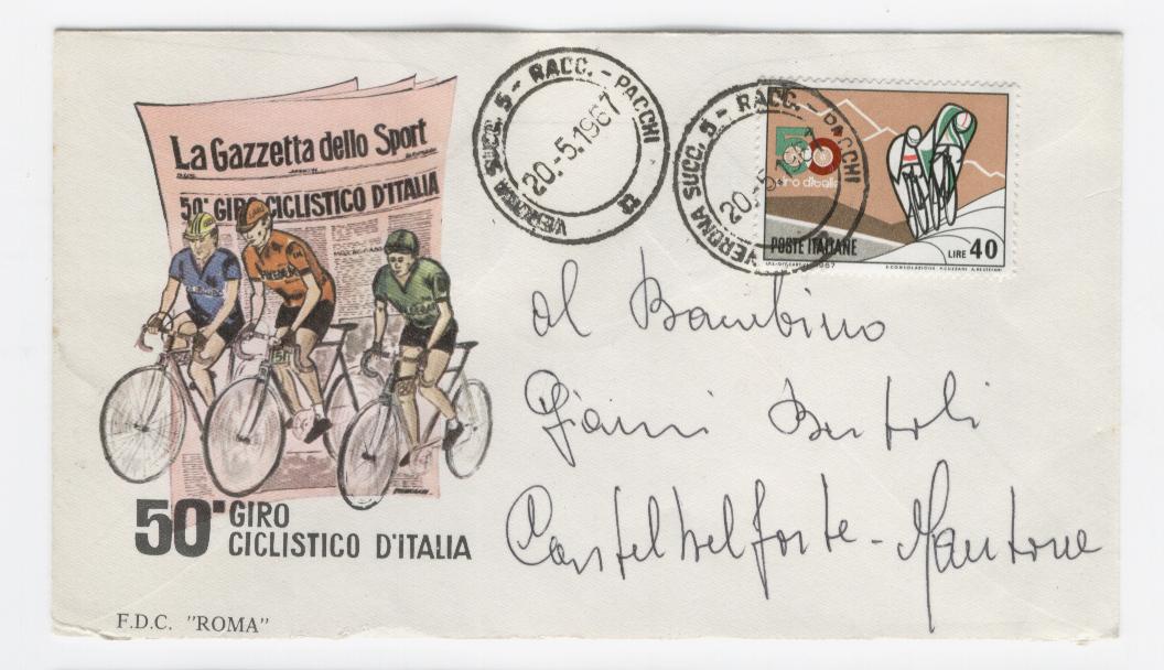19844 - Italia - busta fdc: 50 Giro ciclistico d Italia