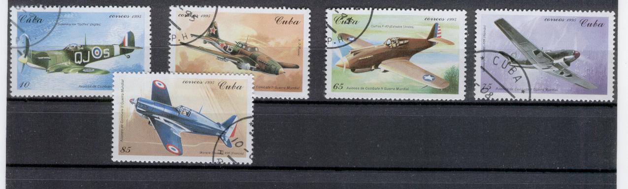 20207 - Cuba  - serie completa usata: Aerei da guerra della II Guerra Mondiale