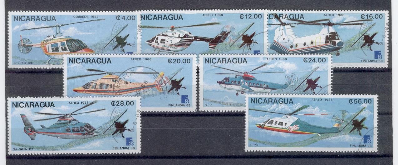 20211 - Nicaragua - serie completa usata: Elicotteri