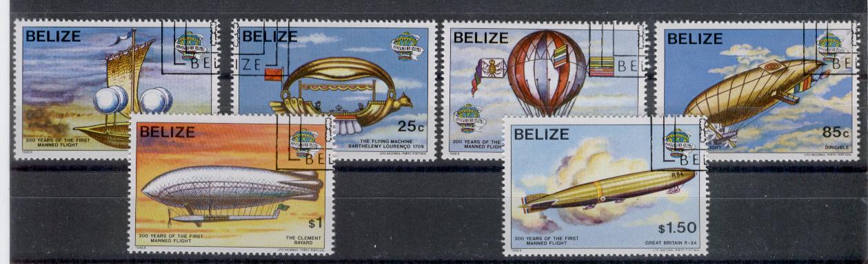 20275 - Belize - serie completa usata: 2 centneario del primo volo con equipaggio