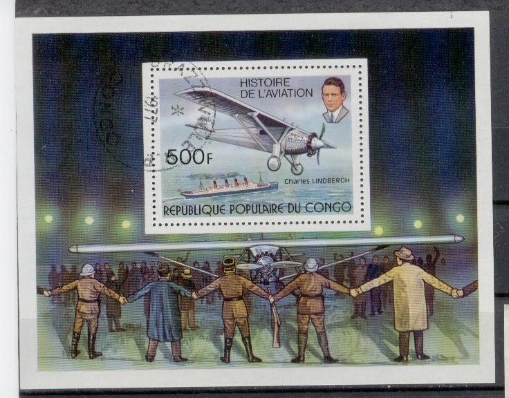 20295 - Congo - foglietto usato: storia dell aviazione