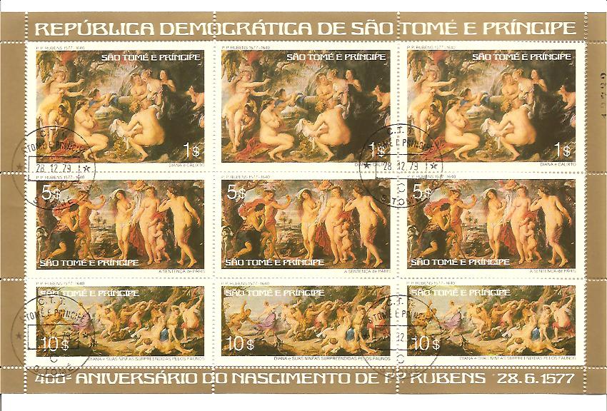 20441 - Sao Tome  - 2 fogli usati: 400 anniversario della nascita di Rubens - non visibile per intero -