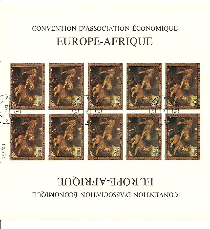 20443 - Congo - 3 fogli usati: Convenzione d associazione economica Europa-Africa - Dipinti - non visibil x intero