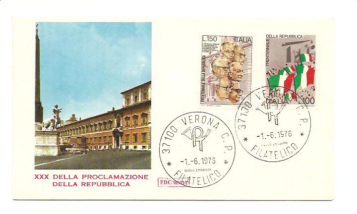 20643 - Italia - busta fdc con serie completa: 30 anniversario della Repubblica Italiana