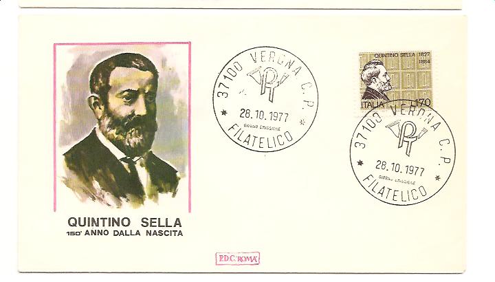 20773 - Italia -  busta fdc con serie completa: 150 anniversario della nascita dello statista Quintino Sella