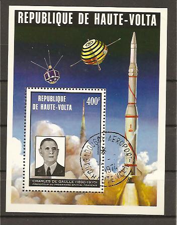 20935 - Alto Volta - foglietto usato: Progamma spaziale francese