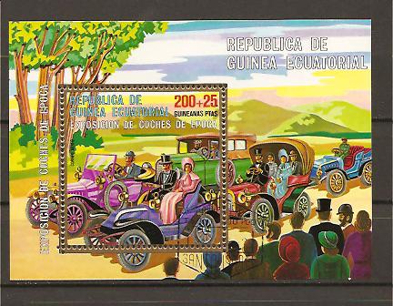 27362 - Guinea Equatoriale - foglietto usatao: Esposizione di auto d epoca