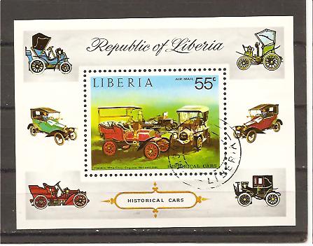 21112 - Liberia - foglietto usato: Automobili d epoca