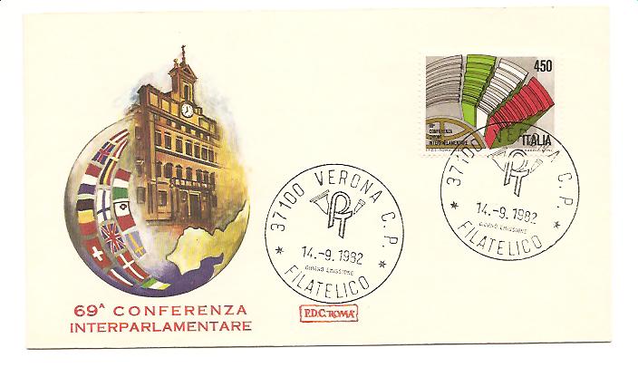21130 - Italia - busta fdc con serie completa: 69 Conferenza Interparlamentare