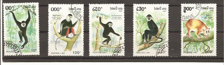 21145 - Laos - serioe completa usata: Scimmie