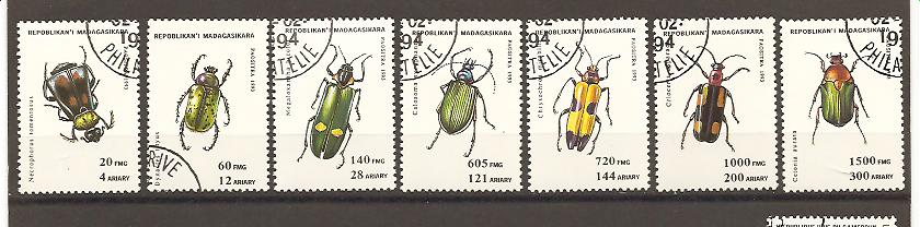21155 - Madagascar - serie complteta usata: Insetti