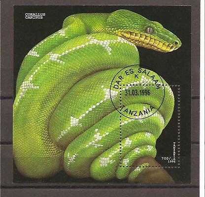 21679 - Tanzania - foglietto usato: Serpente - Corallus Caninus